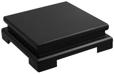 DIYEAH Support de Plantes en Bois de Forme Carrée Noir Structure Stable et Design Élégant Minimaliste pour Vases et Pierres Uniques, pour Patio et Intérieur