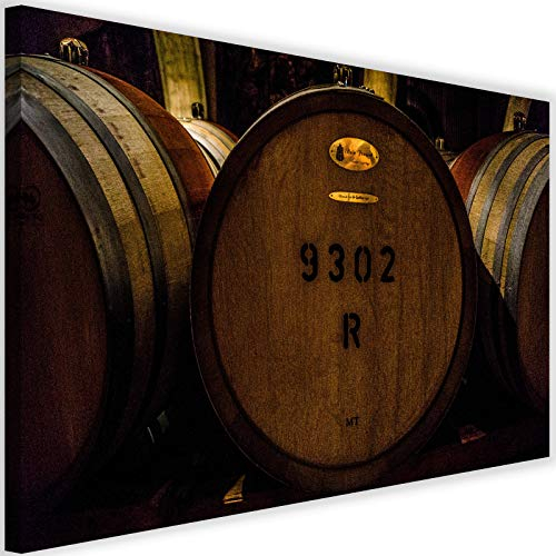 Feeby Leinwandbilder Weinfass Bilder Kunstdruck Weingut Küche Zuhause braun 60x40 cm