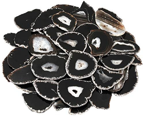 mookaitedecor 12 Stück Natürliche Geode Achat Scheiben, unregelmäßige poliert Achat Edelsteine Namen Karten für Hochzeit
