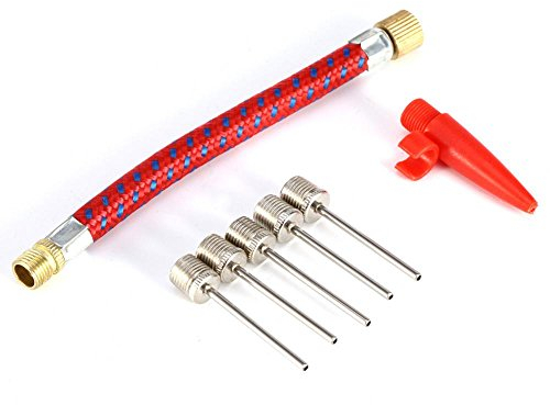 Dilwe Pump Needle Inflator Adapter Kit, 7 Pcs Air Needle Ball Inflatable Pump with Flexible Air Hose for Football Basketball Bike Tyre