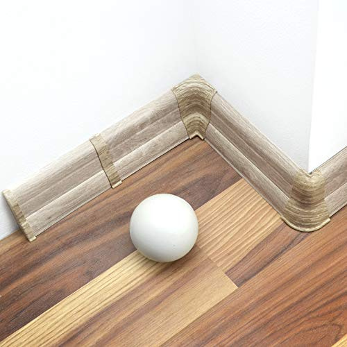 DQ-PP 2m Sockelleiste 62mm PVC Eiche weiß Laminatleisten Fussleisten aus Kunststoff PVC Dekore