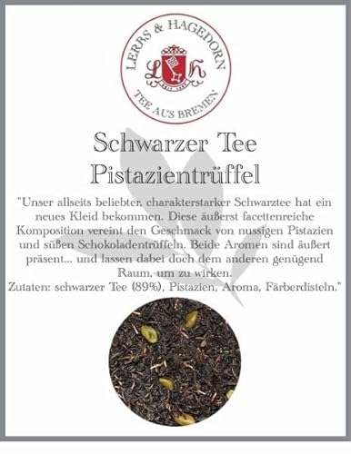 Lerbs & Hagedorn, Schwarzer Tee Pistazientrüffel | Nussig Schokoladig 1kg (ca. 81 Liter) Mit Pistazien, Färberdisteln