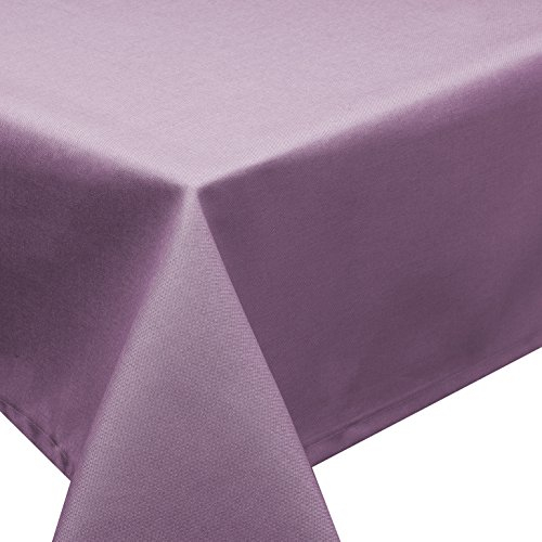 Tischdecke Fleckschutz Lotus Effekt Garten LEINEN Optik bügelfrei 130x160 cm abwaschbar Uni (Lila)