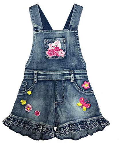 2-7T Little&Big Bambini Ragazze Tuta e Tutine Salopette Gatto Bretella Pantaloncini Jeans Pantaloni Gatto 4 Anni