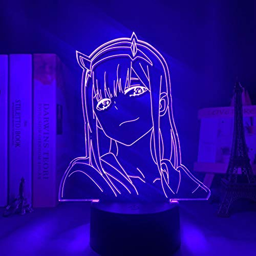 Anime 3d Lampe Zero Two Figure Illusionslicht Manga Geschenk LED Nachtlicht Liebling In der Franxx Kids Girls Schlafzimmer Dekor Licht-FL02_16 Farben mit Fernbedienung