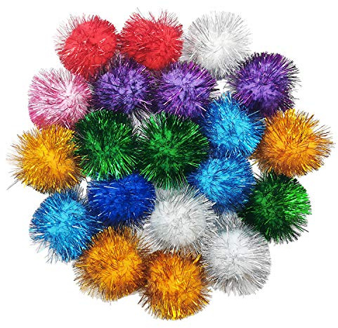 20 Stück verschiedene Farben Flash Ball Katze Lieblingsspielzeug Ball Lametta Pom Poms Flash