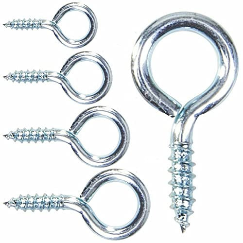 Screw in Eye Bolt Hooks 45mm Zinc Plated Eye Screws for Picture Frame Vine Loop Hook Wall Hanger Anti-Rust Hammock Hooks for Tie-Downs Pack of 20.