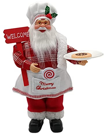 LANCHEN 12'' Koch Weihnachtsmann Figuren Frohe Weihnachten Figurendekoration Tischdeko