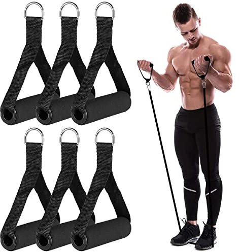 Einhandgriff für Widerstandsbänder,Forreen 6 Stück Griffe für Widerstandsbänder D-Ring Robust Langlebig Schaumstoffgriff für Gym Yoga Krafttraining Röhrengriffe Training