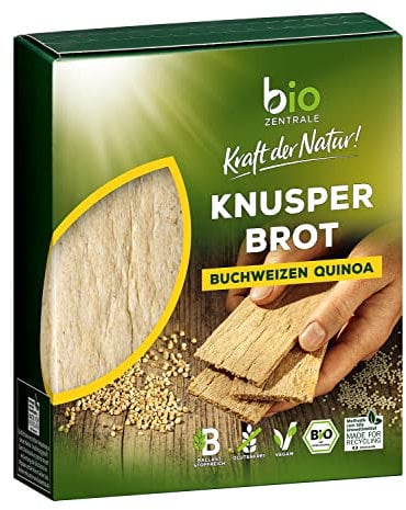 biozentrale Knusperbrot Buchweizen Quinoa - 7x100g (7er Pack) Bio-Knusperbrot - vegan & glutenfrei - knusprig luftige Alternative zu Maiswaffeln, Reiswaffeln und Knäckebrot