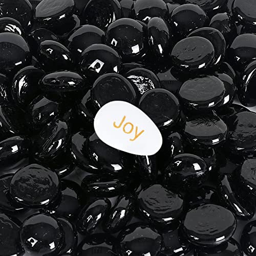 Ausluru 5LB Fire Glass Beads Flat Glass Marbles for Outdoor Fire Pit and Fireplace, Glass Gemstones for Vase Filler, Aquariums, Hydroponics Plants, Home Decor and Christmas DIY Craft, Black