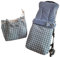 Conjunto universal de saco de carro de invierno y bolsa panera en vichy azul con pelito azul. Hecho en España (Azul)