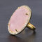 HGJH Anelli Regolabili, cabochon in Quarzo Rosa Vintage sfaccettato Placcato Oro intarsiato in Cristallo Aperto Anello Regolabile Anelli Donna Uomo Regalo Festa Matrimonio Gioielli Regali