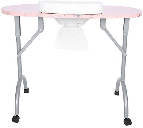 Handnageltisch, Maniküretisch, beweglich, klappbar, professionell mit Staubsammler, Armlehnenkissen, Rädern für Schönheitssalon für Home Spa für Nagelkunst(#1)