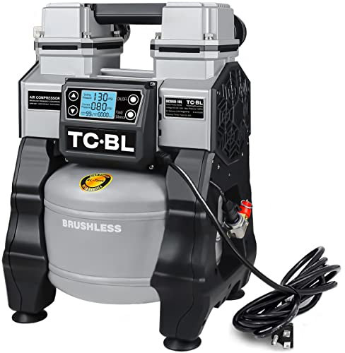 TC·BL Oil free Air Compressor 1.3HP Ultra Quiet Air Compressor Lightweight and with 2.6 Gallon Aluminum Tank