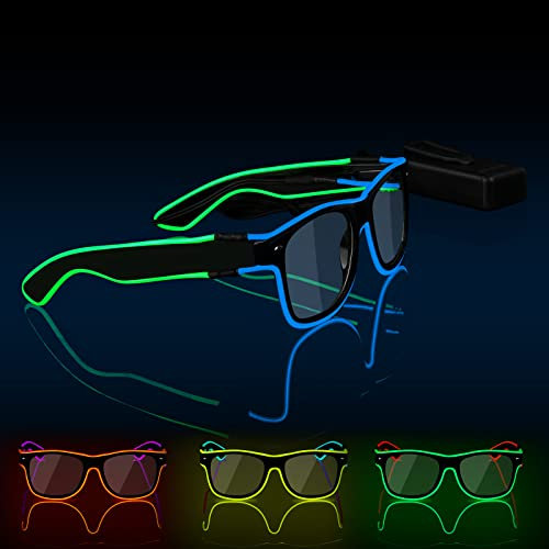 Ainiv LED Brille, Leuchten Brille, Verdrahtet Neon Rave Brille, Flashing LED Sonnenbrille Kostüme, Flashing LED Brillen, Led Glasses, Partybrille, Party Led Brille für Party, EDM, Halloween