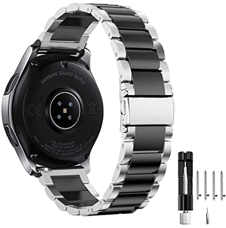 MUENShop 22mm Edelstahl Armband Kompatibel mit Samsung Galaxy Watch 3 45mm Gear S3 Classic/Frontier Armbänder Huawei Watch GT 3/4 46mm Metall Uhrenarmband
