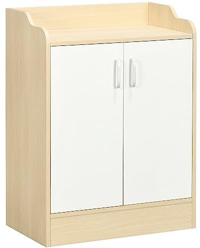 HOMCOM Shoe Storage Cabinet, 2 Door Shoe Cupboard with Adjustable 3 Shelves for 9 Pairs of Shoes for Hallways, Living Room