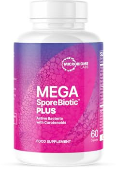 Microbiome Labs MegaSporeBiotic Plus with Antioxidants - Spore Based Probiotic, Active Bacteria Daily Supplement for Men & Women, 4 Bacillus Strains for Gut Health - Vegan Probiotics (60 Capsules)