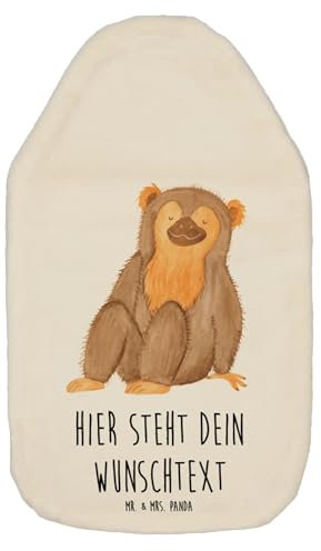 Mr. & Mrs. Panda Personalisierte Wärmflasche Affe - Personalisierte Geschenke, Äffchen, Wärmflaschenbezug mit Namen, Personalisierter