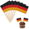 YXHZVON Bandera de Alemania Palillos de Dientes, 100 Piezas Cocktail Stick Banderas Mini Bandera Cupcake Toppers Palillo para Comida de Fiesta Pastel Platos de Fruta Fiesta Pub Decoración