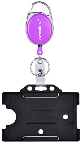 WEBBOMB Ausweishalter Ausweis JoJo LILA ausziehbar mit GürtelClip Schlüsselring und Vinylstrap + Kartenhalter schwarz Schlüsselanhänger Schlüsselrolle Schlüsselband für Ausweise Schlüsselkarten