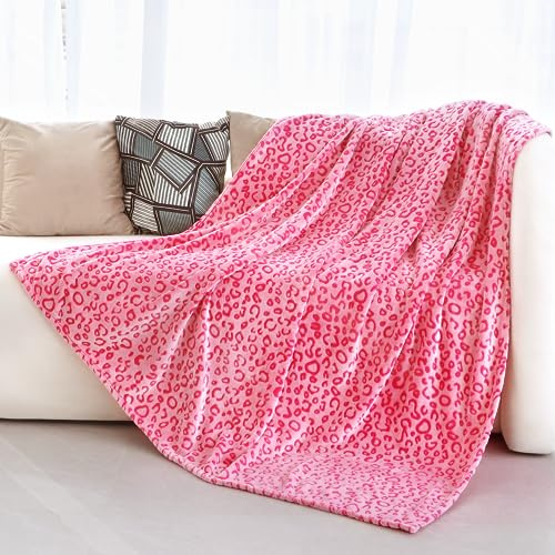 Decke mit Leopardenmuster, weich, leicht, Überwurf für Bett und Couch, Rosa