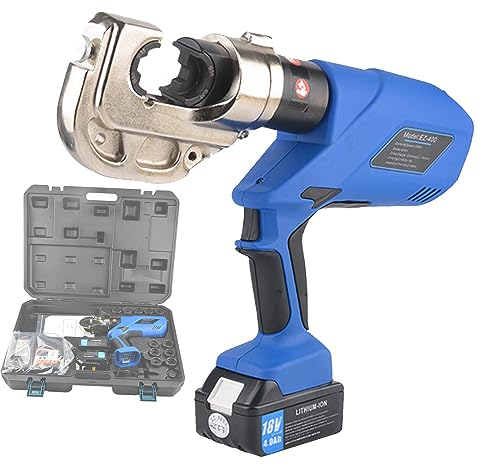 DOZPAL Wiederaufladbare Hydraulische Zange, Elektrisches Stromkabel Crimpwerkzeug Hydraulische Kabelcrimpmaschine für Edelstahl- und Kupferrohre - Englische Versionsanzeige,B