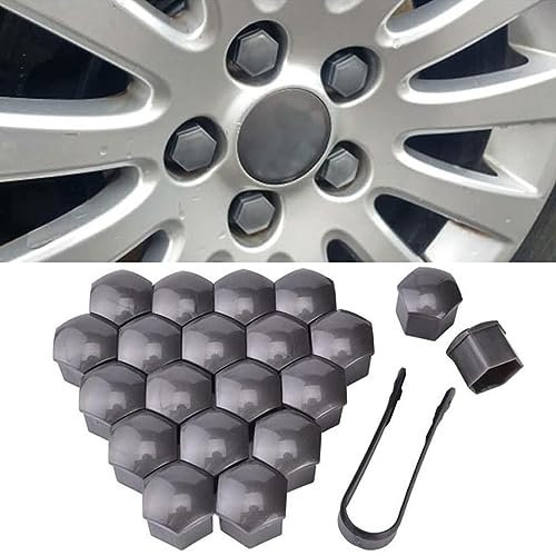 20 Stück Auto Radmutternkappen für Opel Astra J, Radschrauben Kappen, Sechskant-Reifen Muttern-Abdeckungen, Radmuttern Bolt mit Entfernungswerkzeugsatz(17mm,Grey)