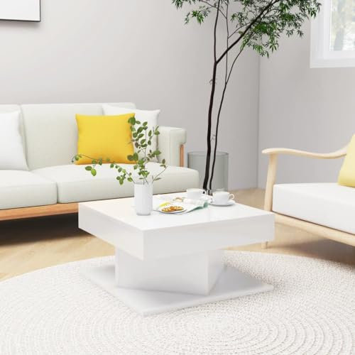 BUKSCYJS Couchtisch Mit Stauraum,Wohnzimmertischcouchtisch Hochglanz-Weiß 57x57x30 cm Holzwerkstoffgeeignet FüR Wohnzimmer, Neben Dem Sofa, Arbeitszimmer, Konferenzraum