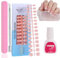 French False Nails Kit, 240Pcs Strong Press On Nails for Extensions, Short False Nails With Glue Fake Nails 15 Sizes French White Tip Nail Manicure (Short Coffin-01 Glossy)