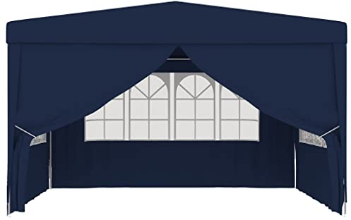 Coavain Pavillon mit Seitenwänden 4x4 m Blau 90 g/m² Partyzelt UV- und Wasserbeständig Gartenpartys Einfach zu Montieren Gartenpavillon Robuster Rahmen Zelt Treffen und Partys im Freien