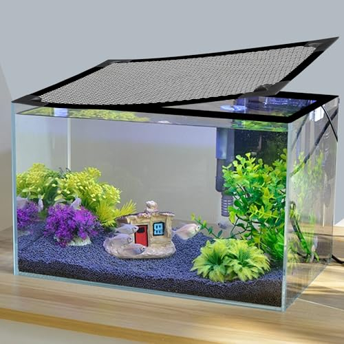 Jaxbo Magnetischer Aquarium-Deckel, DIY-Fischtank-Deckel, Anti-Springnetz-Abdeckung, Netz, Terrariendeckel, Aquariumhaube, verstellbare Größe, passend für Aquariumgröße max. 88,9 x 48,3 cm