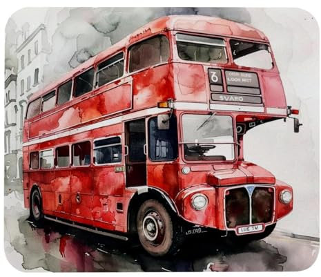 Gaming-Mauspad, rotes Doppeldecker-Mauspad mit London-Bus-Drucken, Mauspad für Schreibtisch, Heimbüro, rutschfeste Gummiunterseite, Tastatur-Pad, Laptop-Schreibtischunterlage