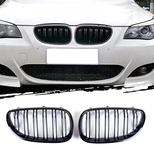 AggAuto Glänzend Schwarz Kühlergrill, Front Nieren 6-Doppelstab für BMW Serie 5, E60/E61, 2003-2009