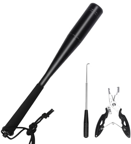 MONCAP 3 Sets Fishing Fischtöter 24.5cm Aluminium Fisch Totschläger Fischbetäuber mit Angelzange Fishing Hakenlöser Fisch Betäuber Angelzubehör für Anfänger Outdoor Karpfen Forellenangeln