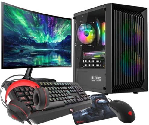 VIST Gaming PC Komplett Set Ryzen 5 3600 RX 7600 32GB SSD 1TB M.2 WiFi W11 LCD 24