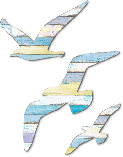 6 Stück Hölzerne Möwe Wanddekoration Möwe Wandskulpturen Holz Wandkunst Hängende Möwe Dekor Vintage Ornamente Für Haus Badezimmer (Möwe)