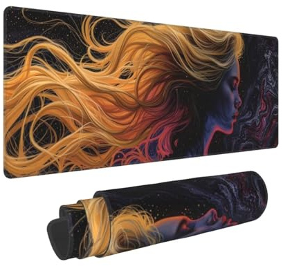 Alfombrilla de ratón para Juegos, 900x400 mm Alfombrilla de ratón extendida Grosor 3mm, con Bordes cosidos, Antideslizante e Impermeable Mouse Pad para Juegos/Oficina 90x40 cm(Belleza) X-78
