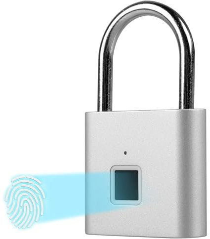 Schloss mit Fingerabdruck, Vorhängeschloss Fingerabdruck, Fingerabdruckschloss, Fingerprint Schloss Wasserdicht, USB-Aufladung Schlüsselloses Schloss, für Fitnessstudio, Gepäck, Spind