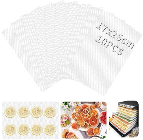 TXXATX Dörrfolie für Dörrautomat 17x26 cm Dehydrator Blätter 10 Stück Dörrgerät Matte kompatibel mit WMF KÜCHENminis Dörrunterlage Antihaft Dörrautomaten für Food Dehydrator Obsttrockner