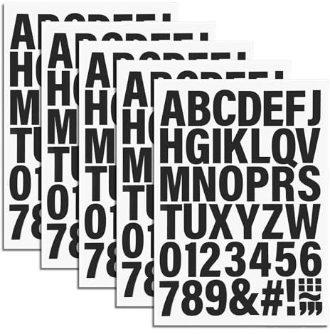 5 Sheets Letter Stickers,Stick Vinyl Adhesive Numbers Alphabet Self Lettering Number Sticky Black Crafts Waterproof Large Sticker Adhesive-Backed Crafting Digital Decal,for Balloon Cap Shirt Suitcase