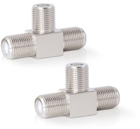 Elecbee 2 Stück F Stecker Verbinder, SAT-Verteiler, Antennenkabel Adapter, F Typ Splitter, Sat Kabel Verbinder für TV-VCR-Antennen, TV-Kabel, Satelliten-Tuner-Antennen