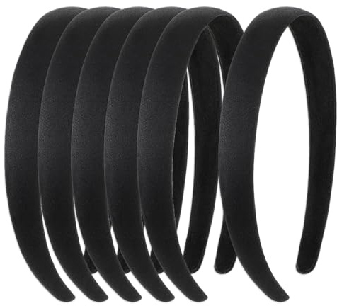 REBUCINA 6 Pcs Black Velvet Headband, Thick Headband, Headbands for Women's Hair, Vintage No Teeth Plain Thick Velvet Hair Band, Hair Accessories for Women Teen Girls Casual