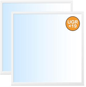 WSU Lights 2x LED Panel, Deckenleuchte, 62x62cm, 4400lm, 6000K, 40W, UGR<19, inkl. Trafo, Rasterleuchten, Einlegeleuchte, Büroleuchten (6000 Kelvin (kaltweiß), 2 Stück)