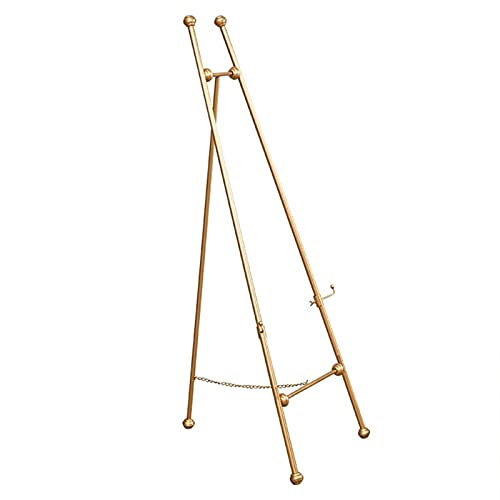 Caballete de hierro dorado para pintura al óleo, soporte para bocetos de acuarela para estudiantes de escuela, trípode para exhibición de eventos en tiendas de ropa, ángulo y altura ajustables, dora