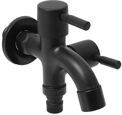 OUBUBY 1/2 Zoll Garten Wasserhahn Keramischer Kugelhahn Aussen Frostsicher Auslaufhahn mit Doppel Kugel Auslaufventil für Garten Waschmaschine Regentonne (Schwarz)