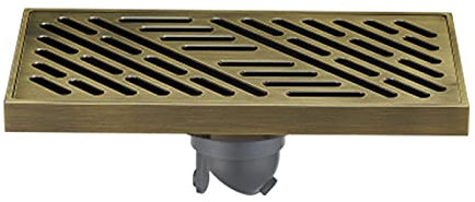 GODFSAHG Linearer Duschablauf, rechteckiger Duschbodenablauf aus Messing, großer Verdrängungsduschablauf, Deodorant, Badezimmer-Duschablauf, 1020 cm, Grünbronze (Farbe: Vert) (Bronze)