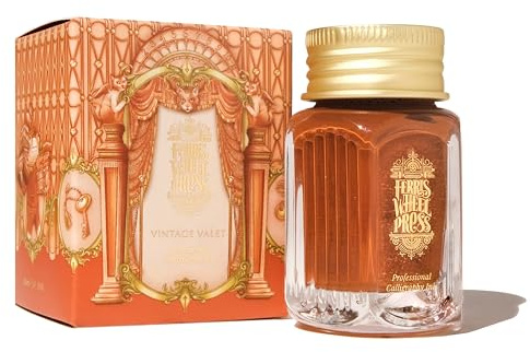 Ferris Wheel Press, Calligraphy Ink, Burnt orange with gold shimmer, 28ml