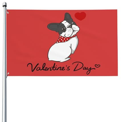 Valentinstag Flagge süße Hund Rose Herz 3 x 5 Flaggen Yard Zeichen Garten Banner